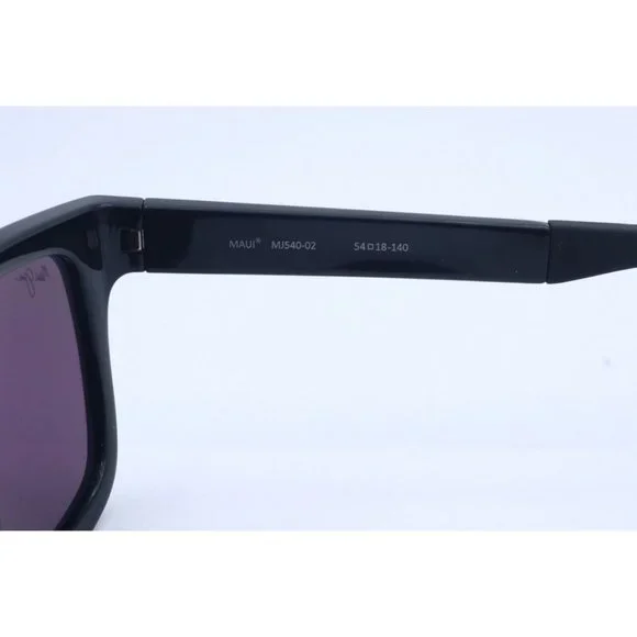 Maui Jim MONGOOSE MJ 540-02 Black Square Sunglasses Green Lenses 54mm